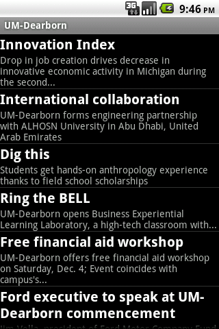 a list of news articles (headlines and summaries)